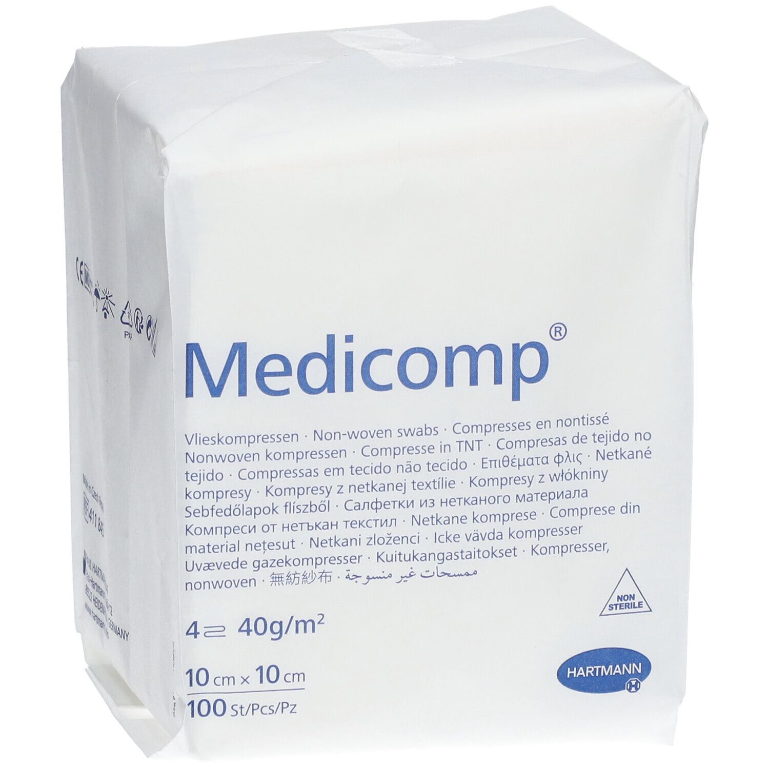 Medicomp Non Stérile, Compresse En Non Tissé, Non Stérile, 40 G, 10 Cm X 10 Cm (ref. 411 8