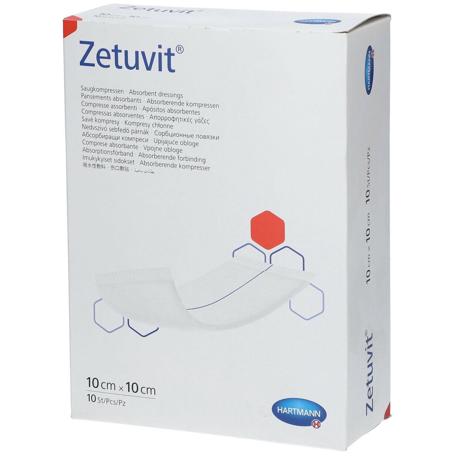 Zétuvit, Pansement Absorbant Stérile, Non Adhérent à La Plaie, 10 Cm X 10 Cm (ref. 413651/