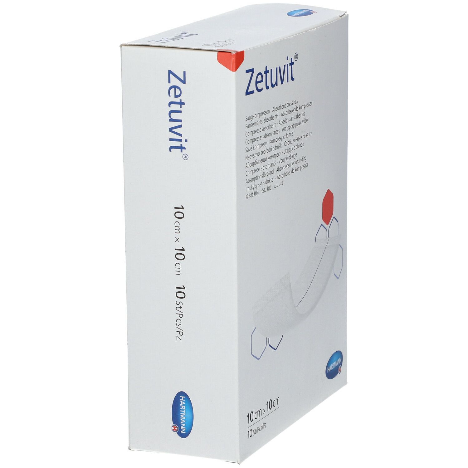Zétuvit, Pansement Absorbant Stérile, Non Adhérent à La Plaie, 10 Cm X 10 Cm (ref. 413651/