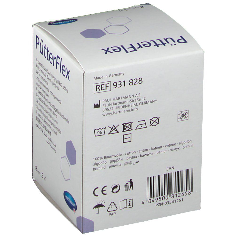 Pütterflex Bande à Allongement Court 5 M X 8 Cm
