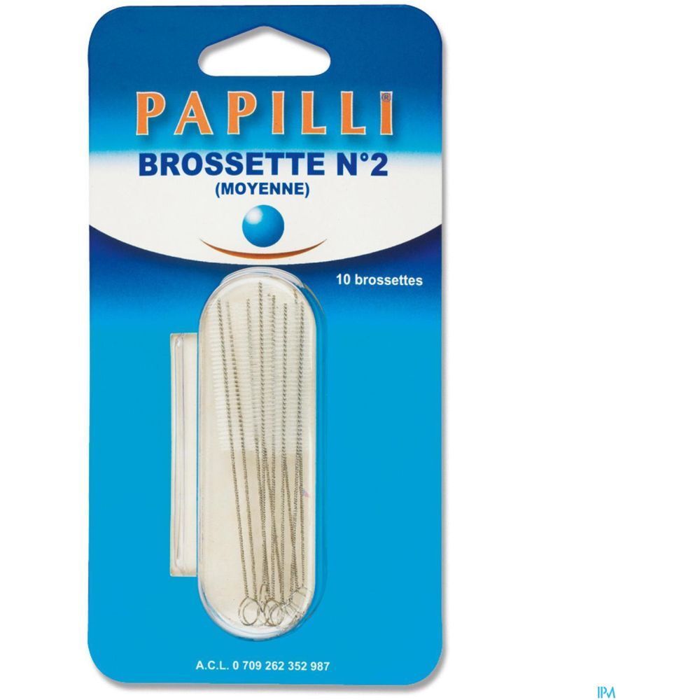 PAPILLI tandenborstels, N°2, medium, in blisterverpakking. 10 borstels.