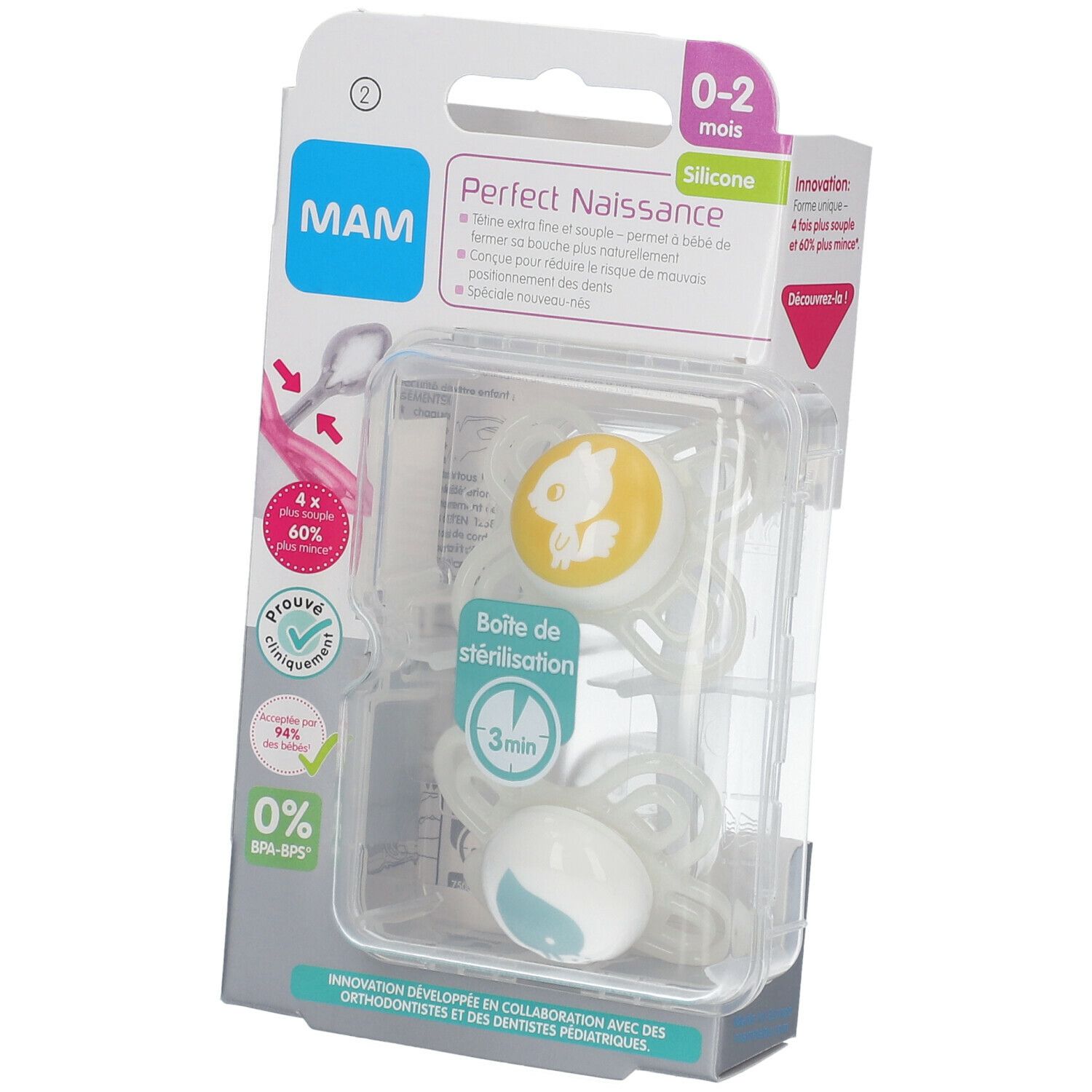 MAM Perfect Naissance Sucette 0 - 2 mois (Couleur non sélectionnable)