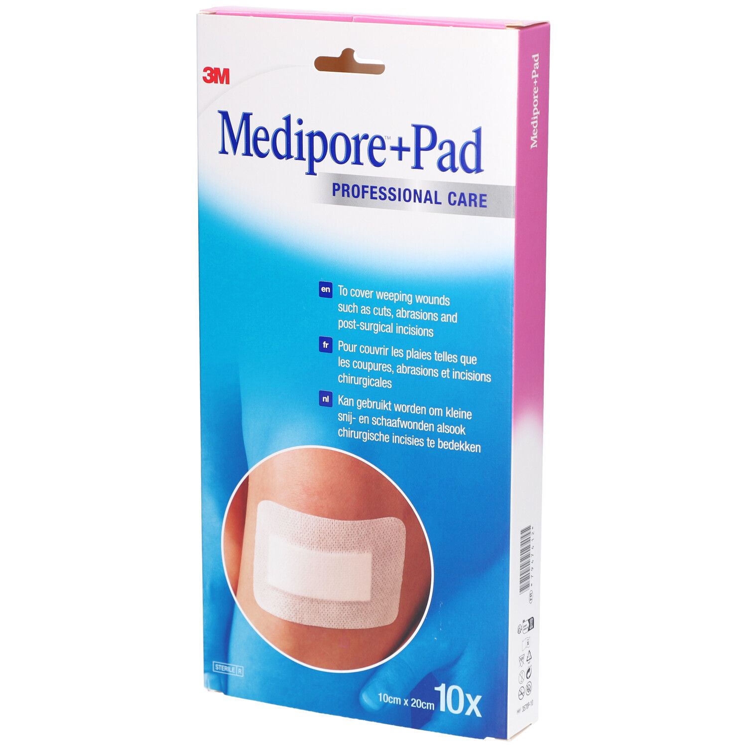 3M Medipore™ + Pad Absorberend verband, steriel, 4-zijdig klevend. 10 cm x 20 cm