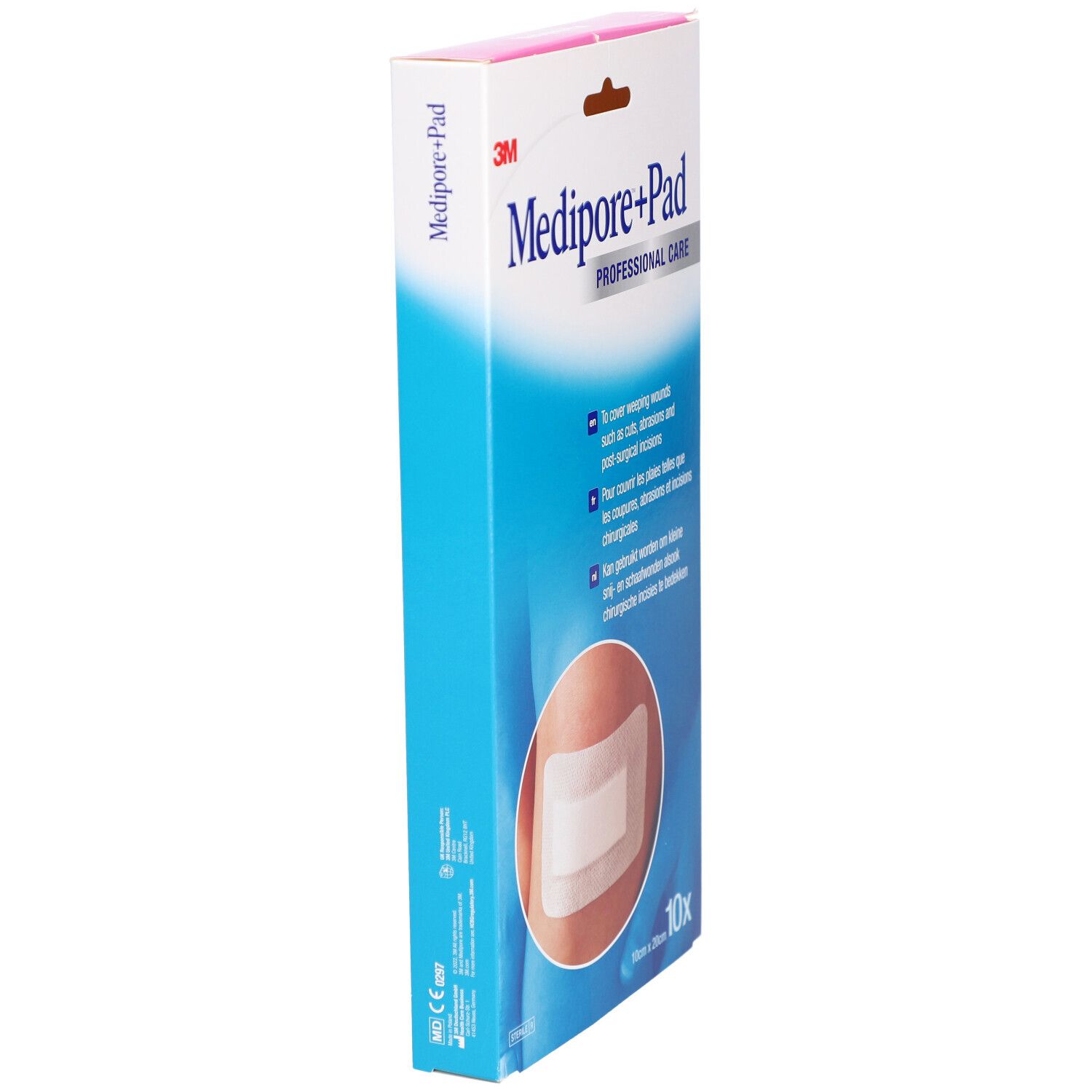 3M Medipore™ + Pad Absorberend verband, steriel, 4-zijdig klevend. 10 cm x 20 cm
