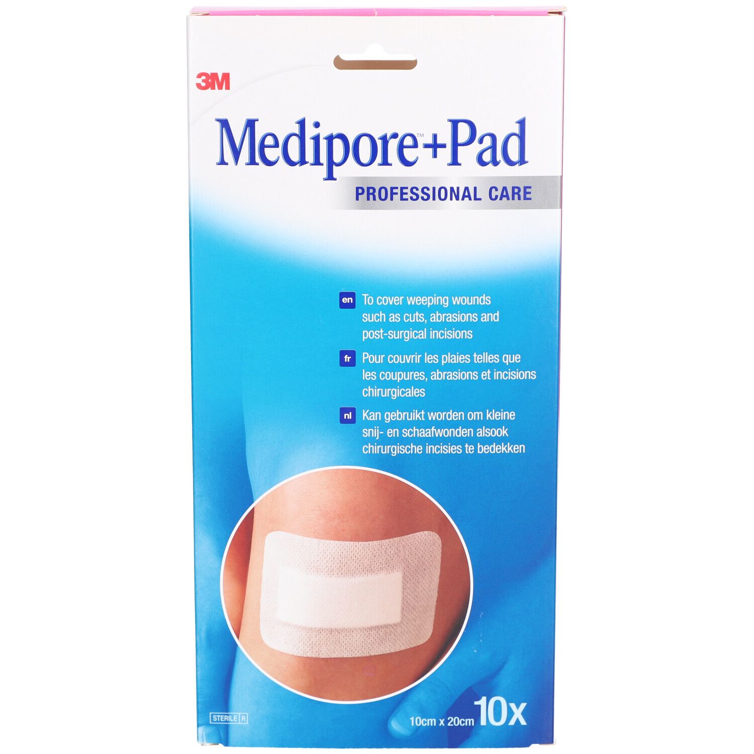3M Medipore™ + Pad Absorberend verband, steriel, 4-zijdig klevend. 10 cm x 20 cm
