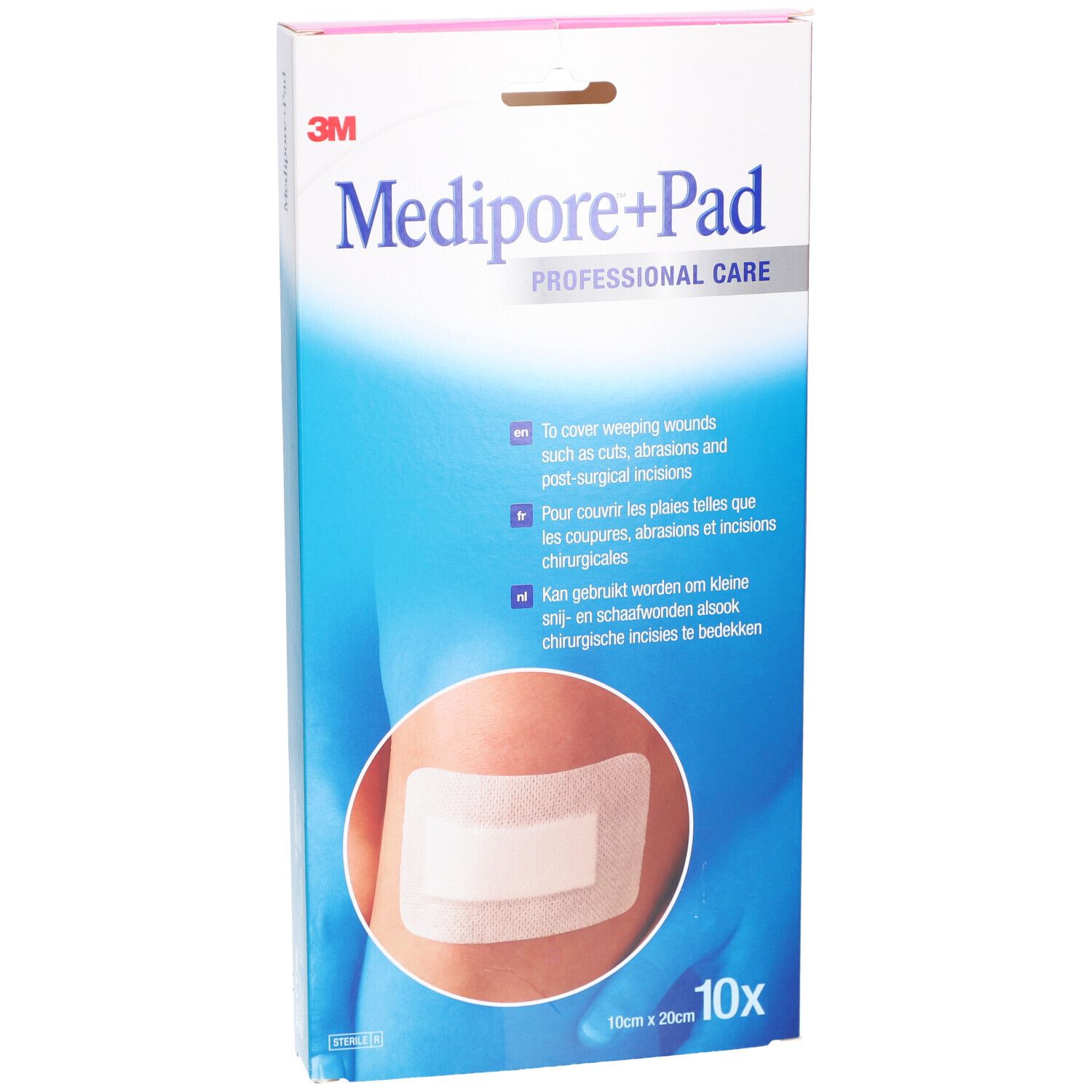 3M Medipore™ + Pad Absorberend verband, steriel, 4-zijdig klevend. 10 cm x 20 cm