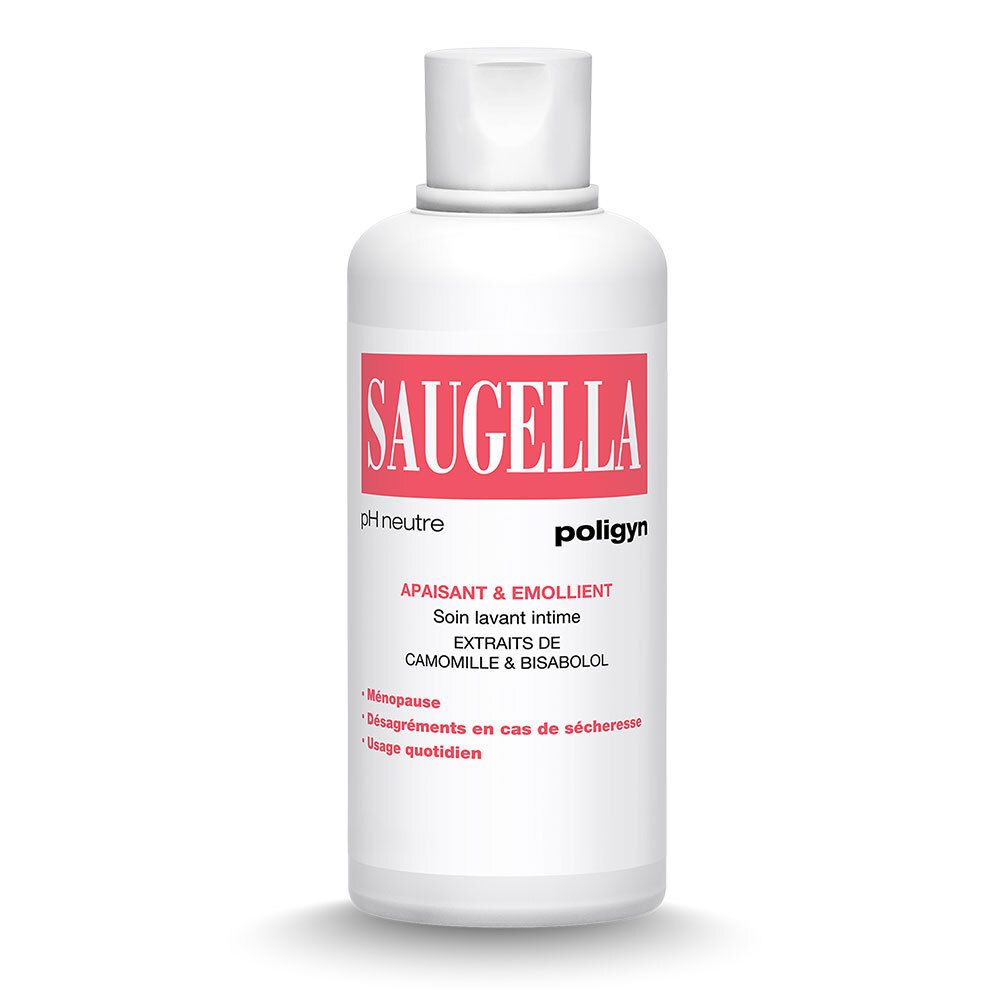 Saugella - Poligyn - Apaisant & Emollient Soin lavant intime - Femmes pendant et après la ménopause - Flacons Lot 2x500 ml