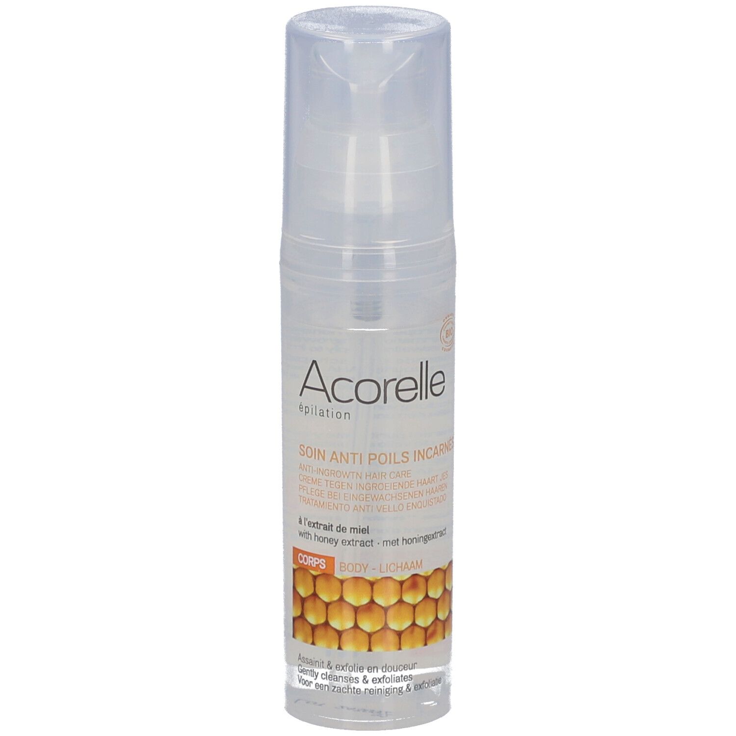 Acorelle Bio-verzorging tegen ingegroeide haren, 50ml fles met pompje.