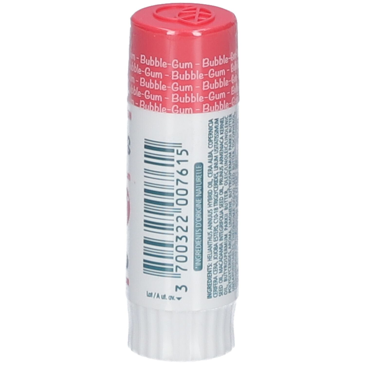 Lipverzorgingsstick met Bubble-Gum smaak. Rode dop. Merk: dermophil Kids.