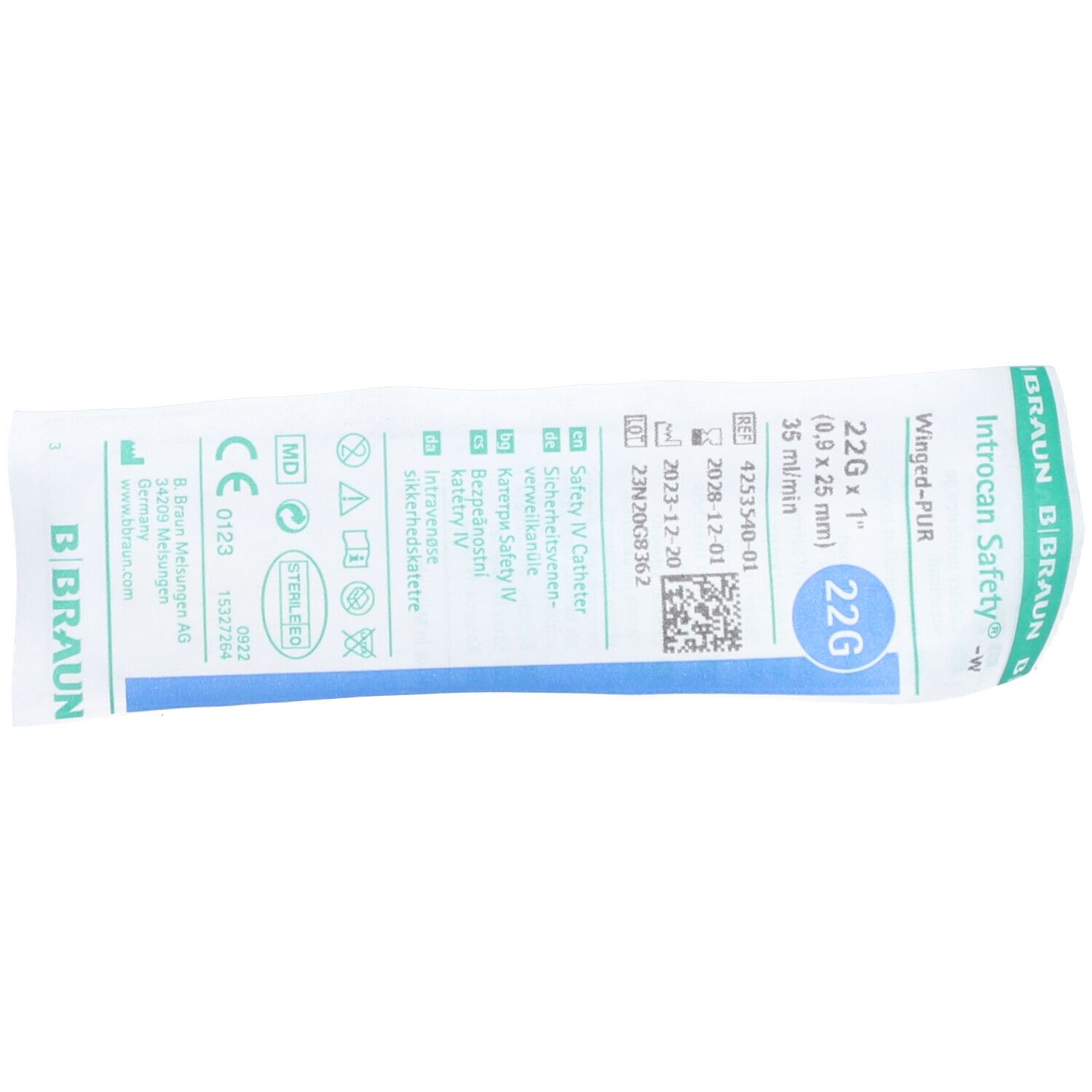 Introcan Safety-W Cathéter Périphérique Sécurisé avec Ailette Taille G