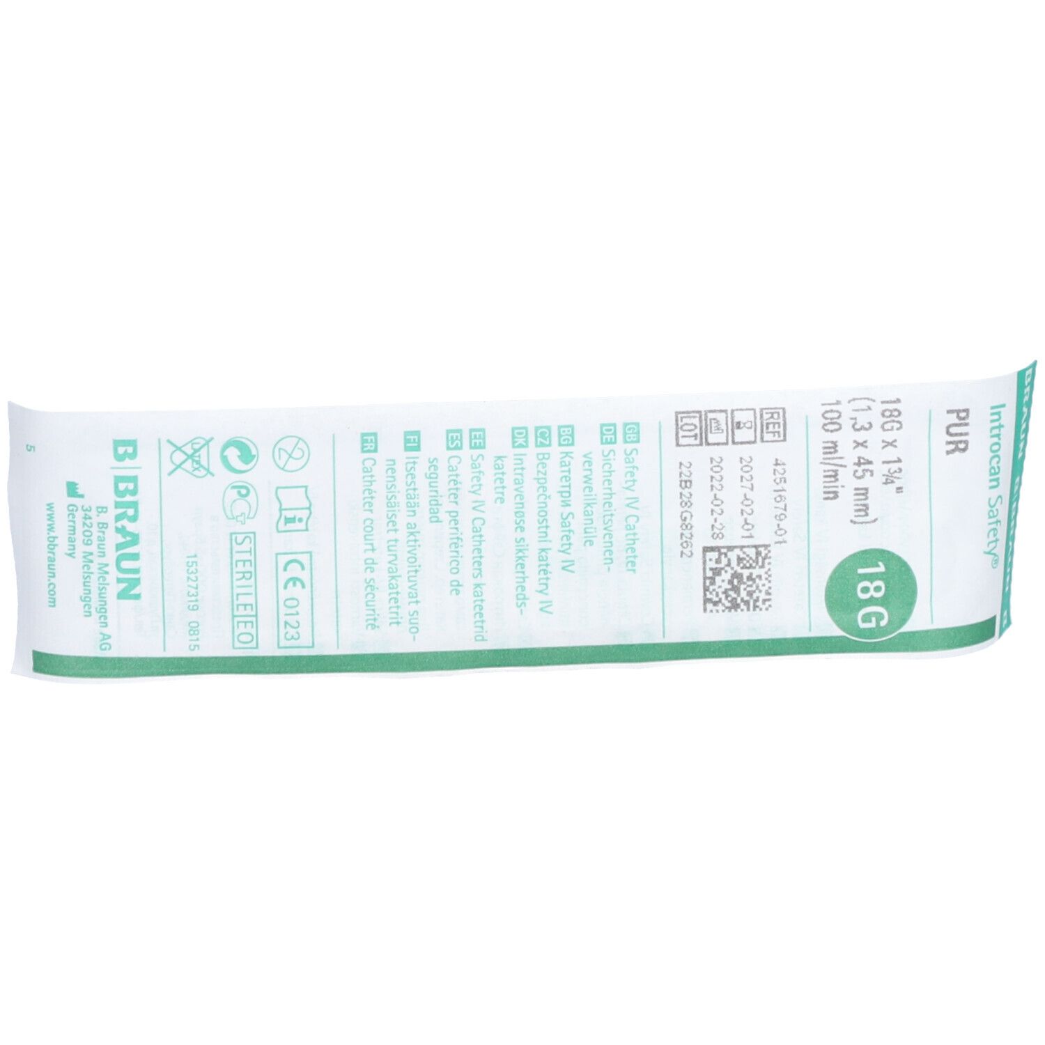 B BRAUN Introcan Veiligheidskatheter 18G
