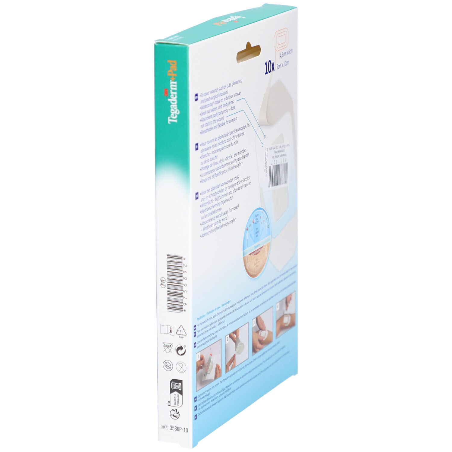 3M Tegaderm™ + Pad Filmverband met niet-verklevend kompres, steriel, 9 cm x 10 cm