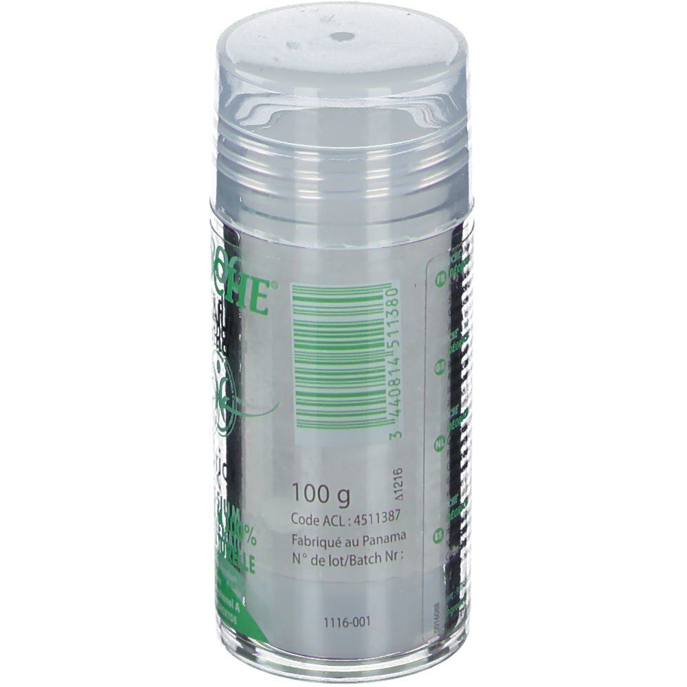 Déodorant Déoroche, emballage transparent. Inscriptions: 100 g, code-barres, Code ACL: 4511387, Fabriqué au Panama, N° de lot: 1116-001.