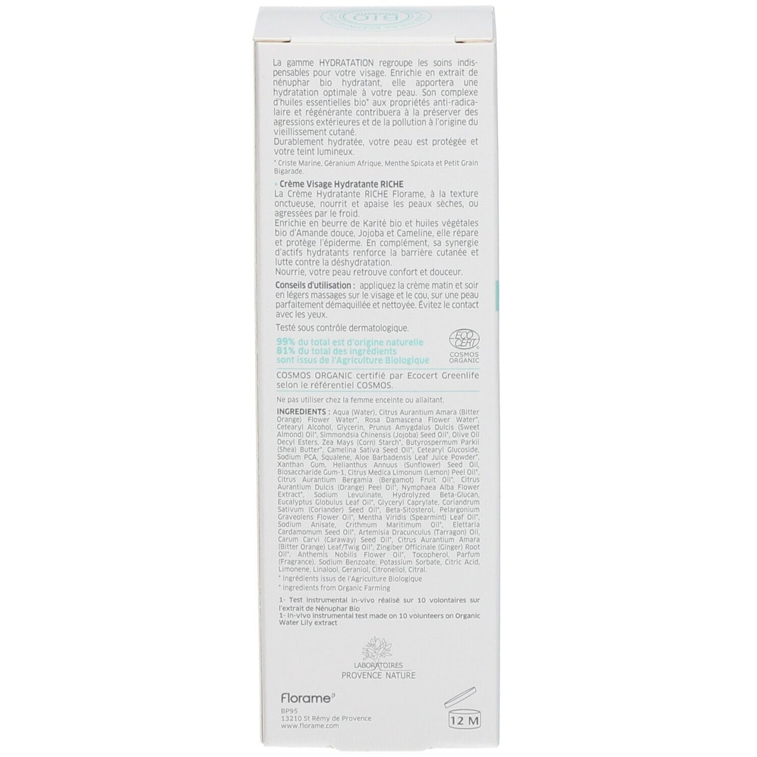 Florame Hydratation Crème Visage Hydratante Riche