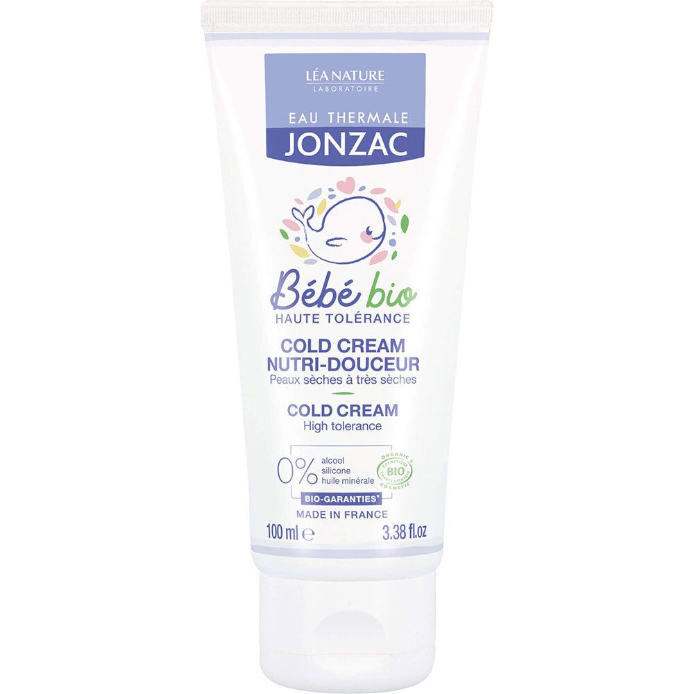 Witte tube met productnaam en logo. "Bébé bio" en "Cold Cream Nutri-Douceur" zijn leesbaar.