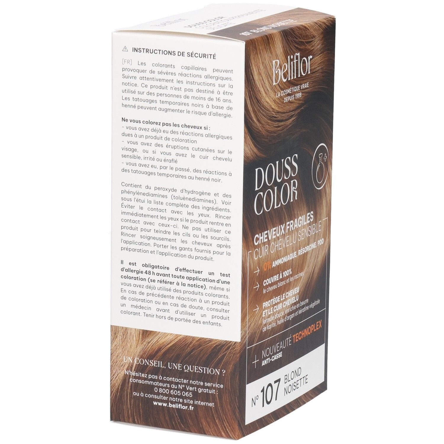 Beliflor Douss Color coloration N°107 Blond Noisette pour cheveux fragiles.