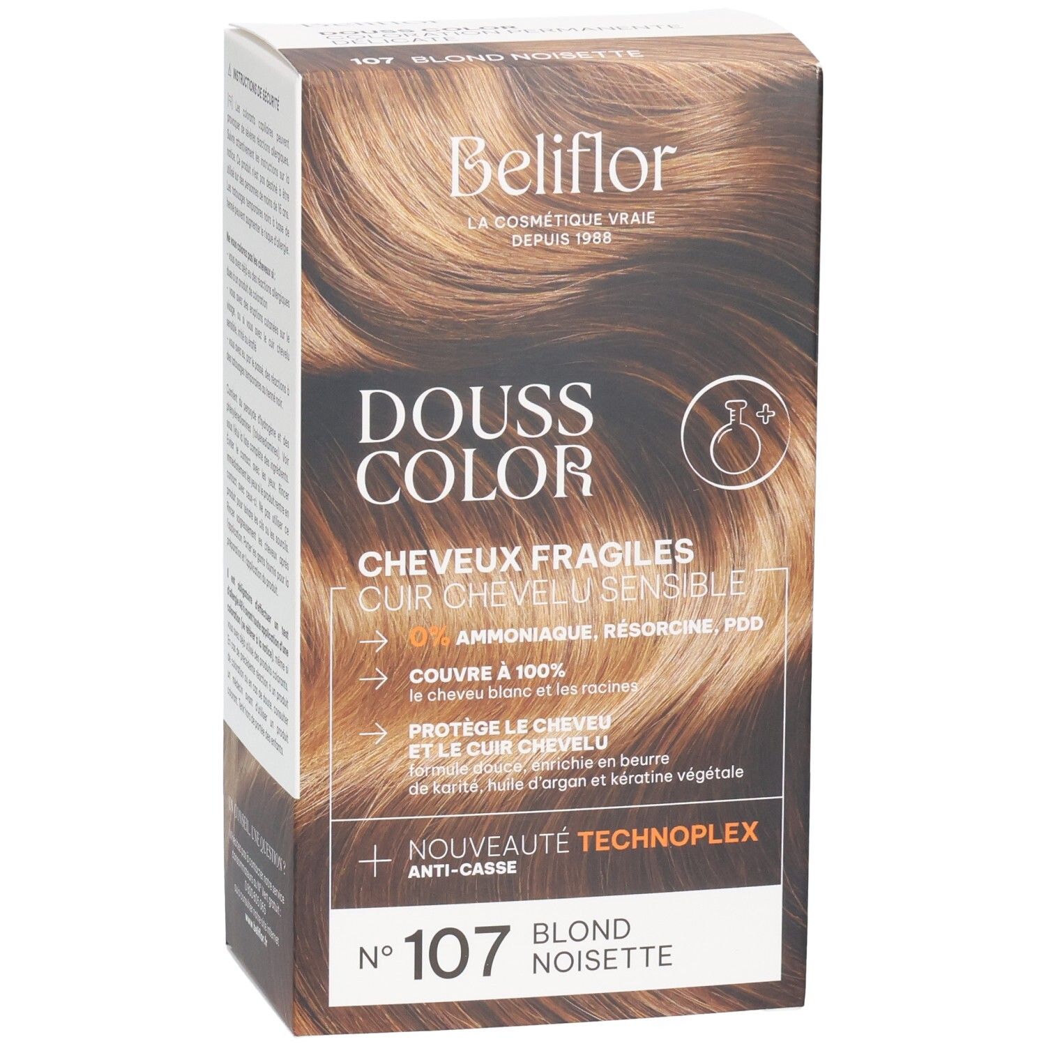 Boîte de coloration Beliflor Douss Color N° 107 Blond Noisette.