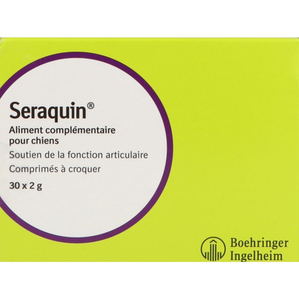 Seraquin® voor honden. Voedingssupplement voor gewrichtsondersteuning. Kauwtabletten. Boehringer Ingelheim.