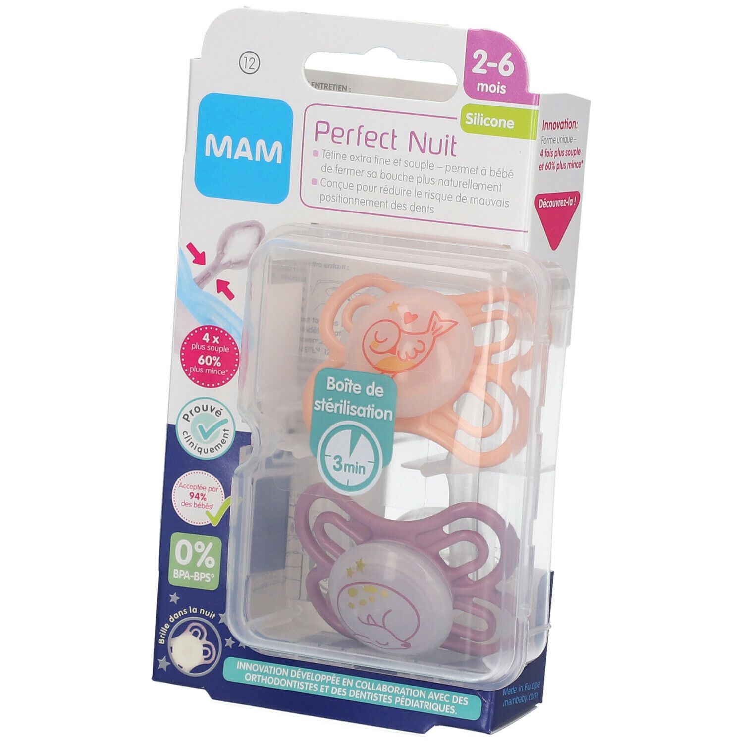 MAM Perfect Nuit 2-6 Mois Petit rêveur - Sucette (Couleur non-séléctionnable)