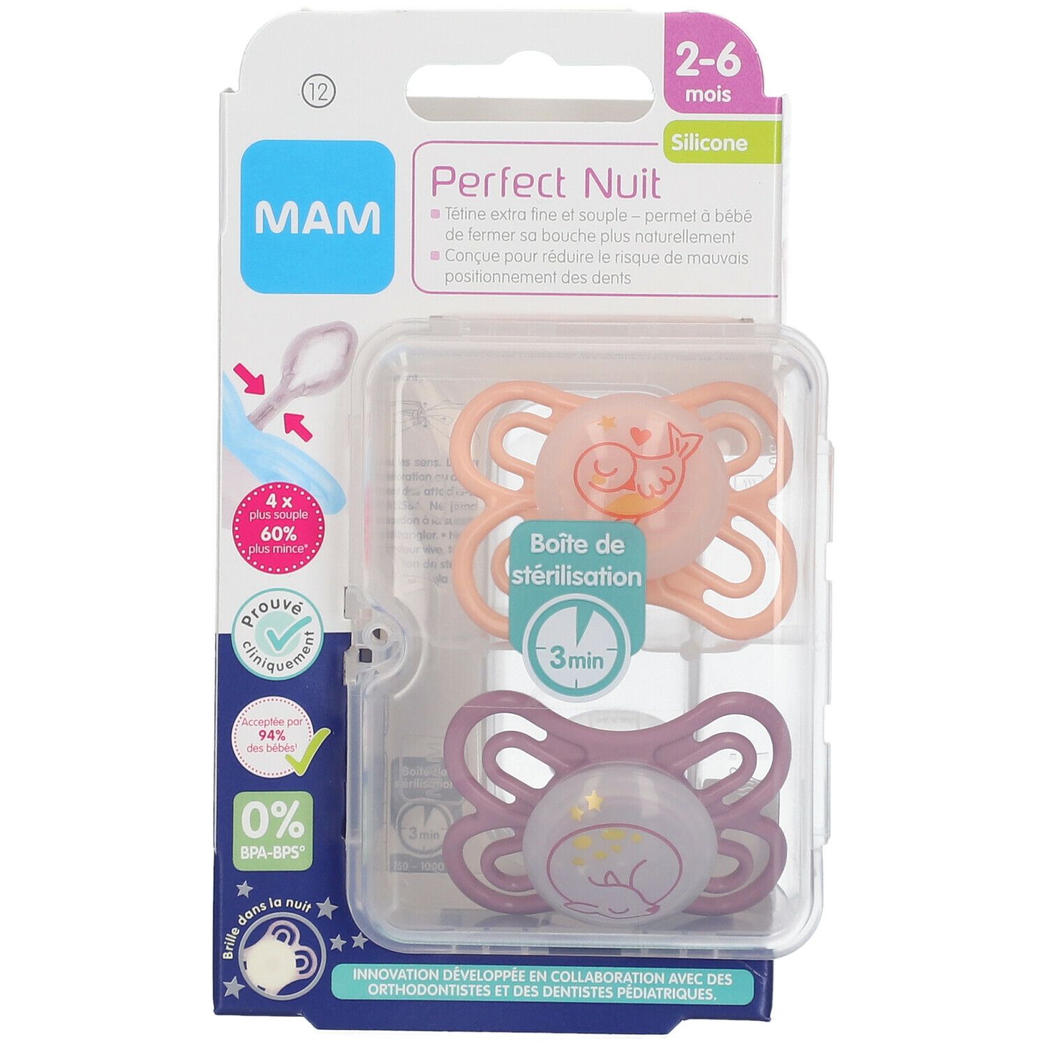 MAM Perfect Nuit 2-6 Mois Petit rêveur - Sucette (Couleur non-séléctionnable)