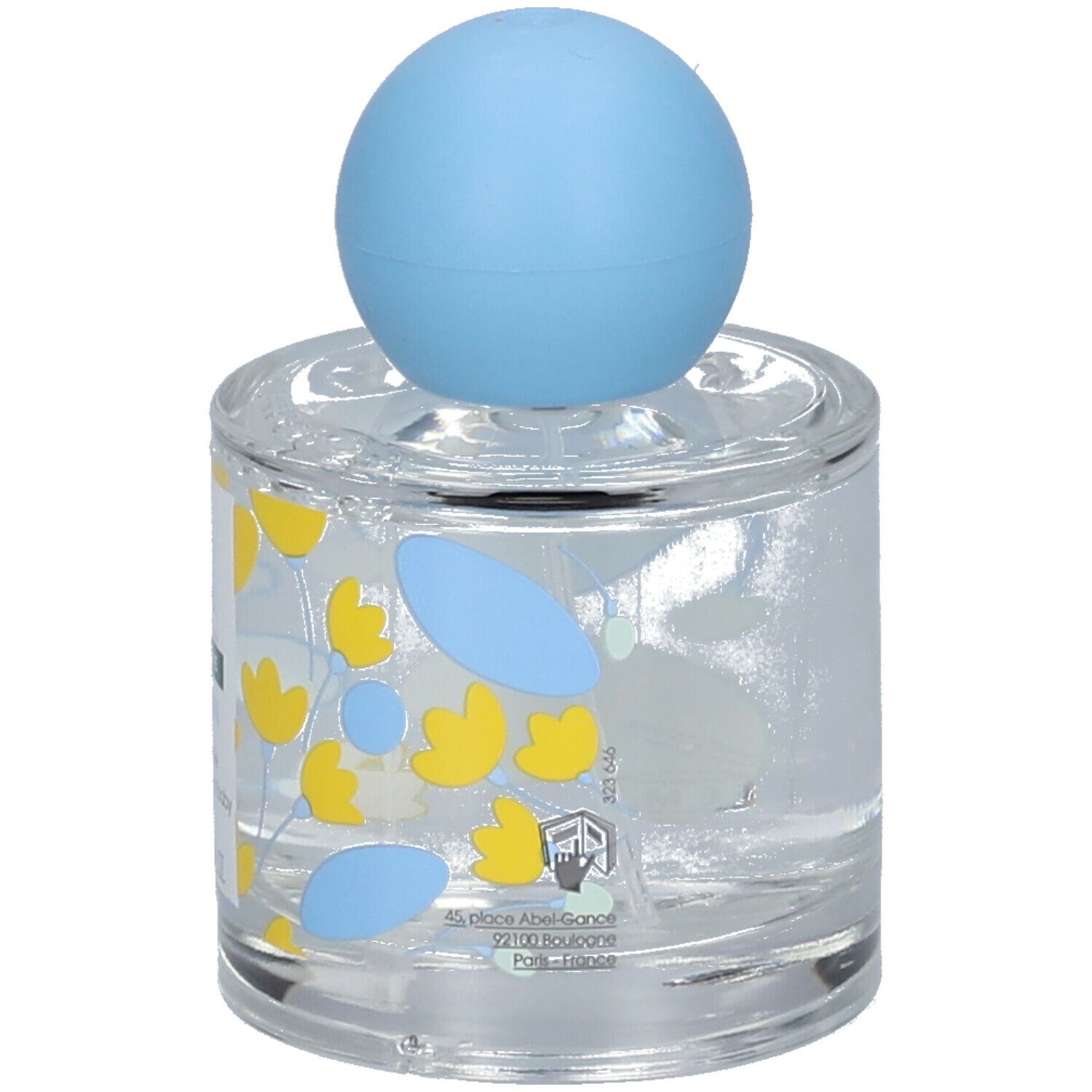 Klorane Bébé Petit Brin Eau Parfumée flesje met blauwe dop. Opschriften.
