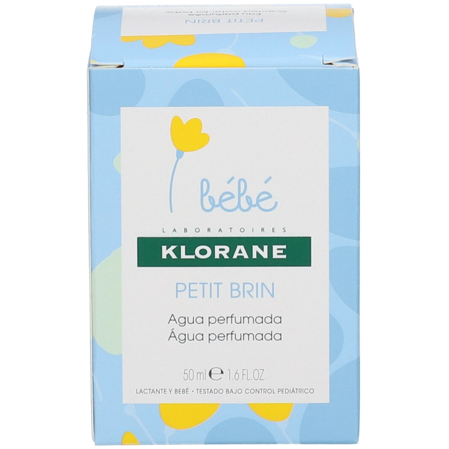 Klorane Bébé Petit Brin Eau Parfumée flesje en verpakking. Opschriften.