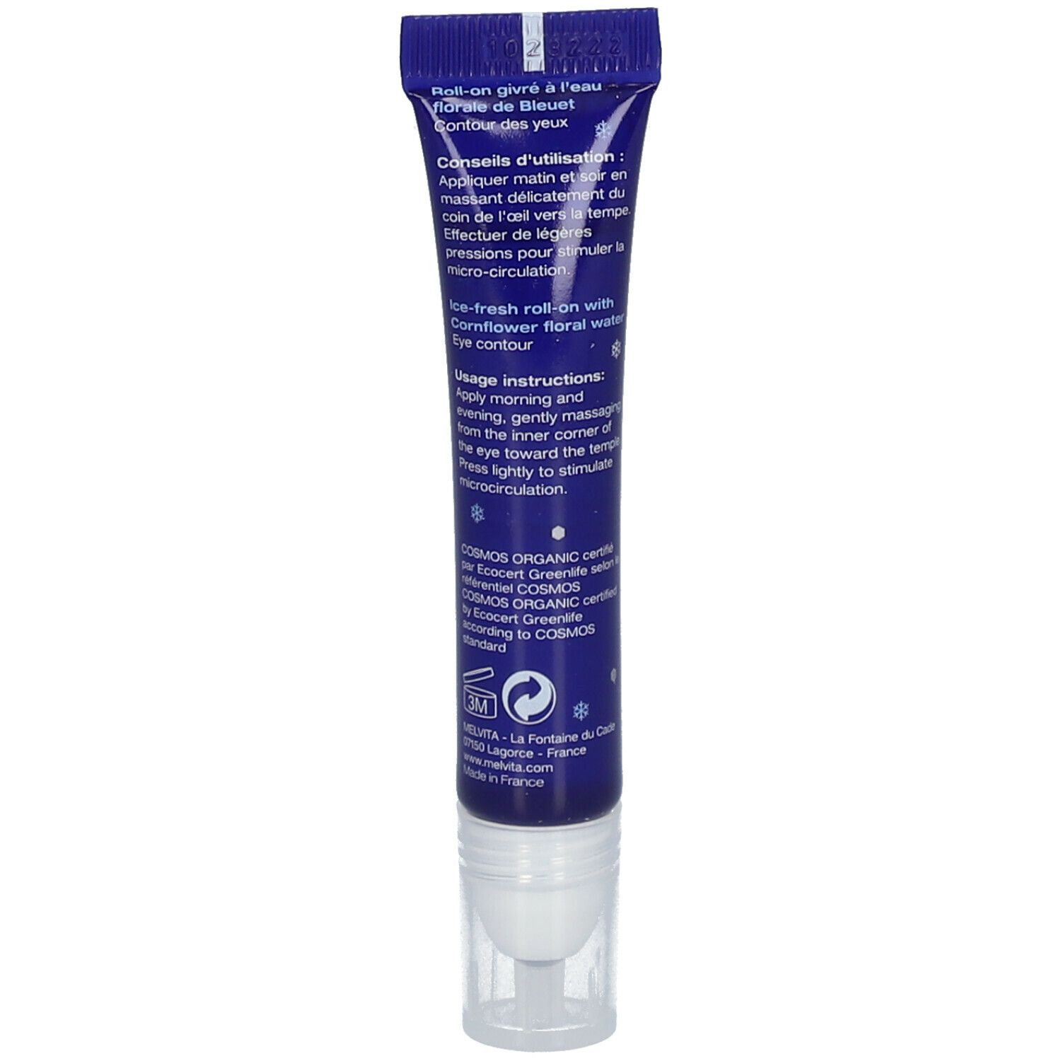 Melvita Ice-Fresh Roll-On with Cornflower Floral Water
