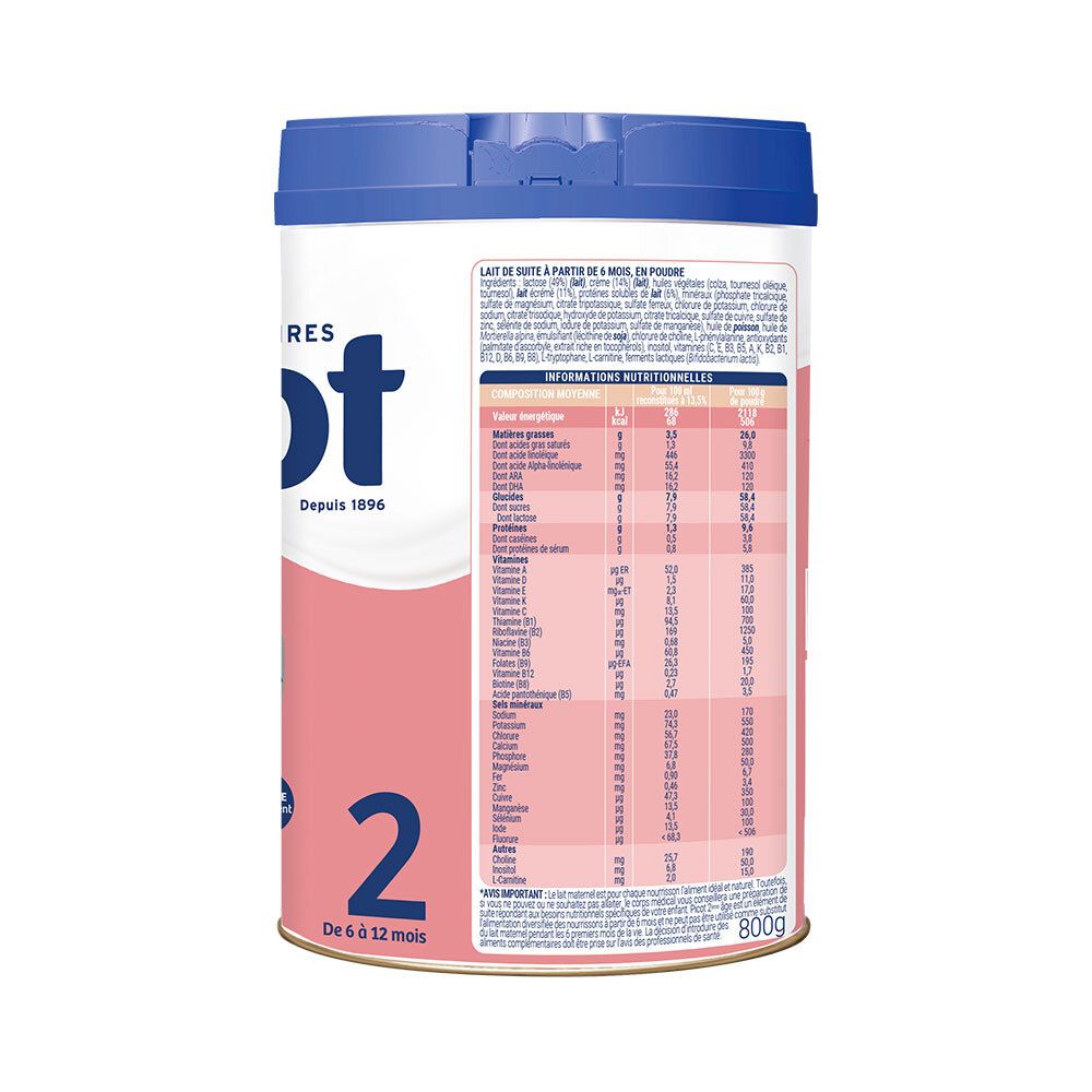 Achterkant van de bus. Voedingswaarde. Ingrediëntenlijst. 800g. Met logo en tekst.