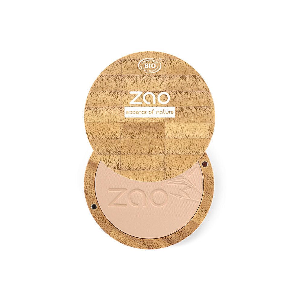 Poudre compacte ZAO, couvercle en bambou. Certifié BIO. Couleur poudre.