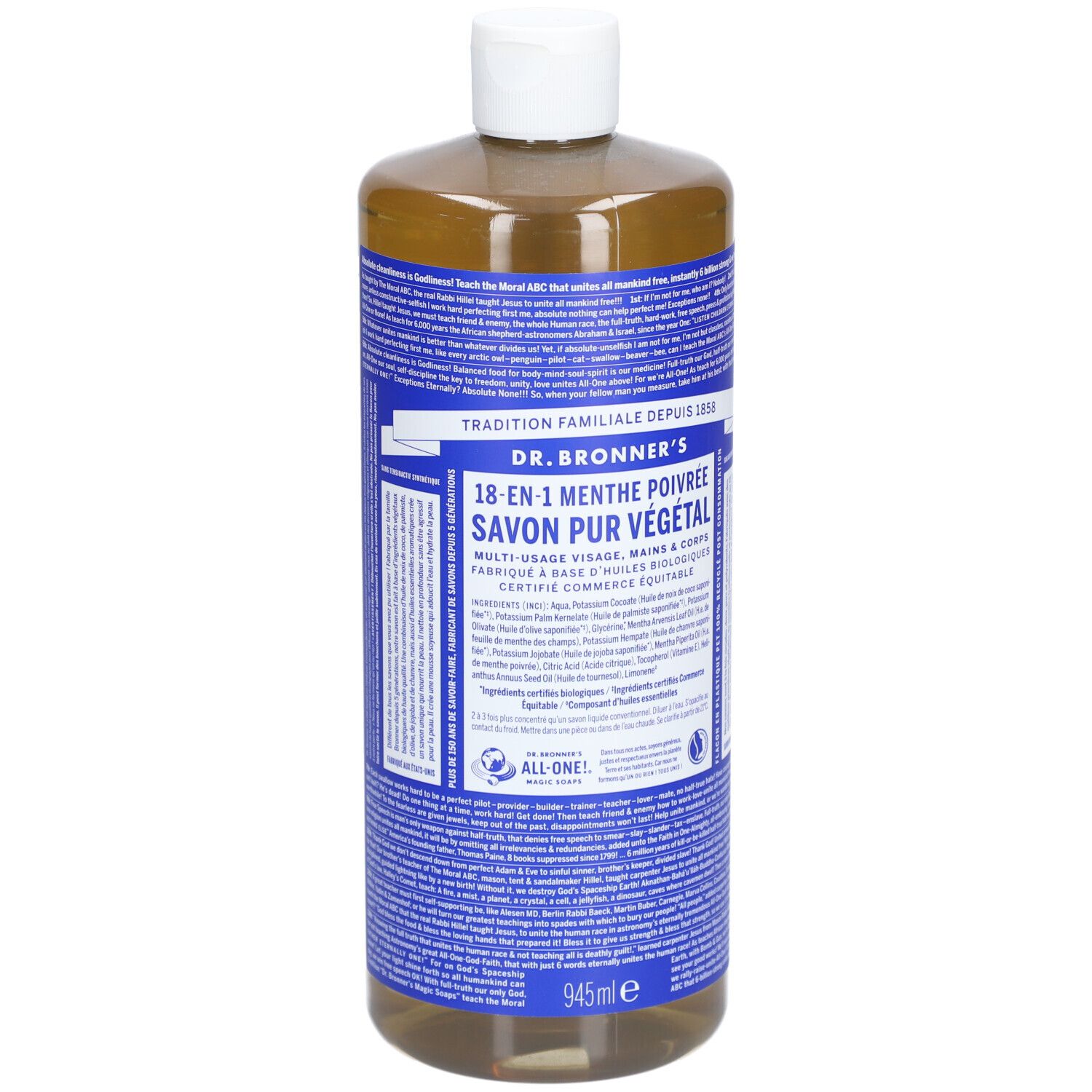 Dr. Bronner's 18-in-1 Zuiver Plantaardige Zeep Pepermunt