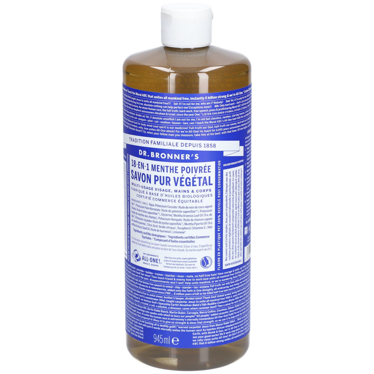 Dr. Bronner's 18-in-1 Zuiver Plantaardige Zeep Pepermunt