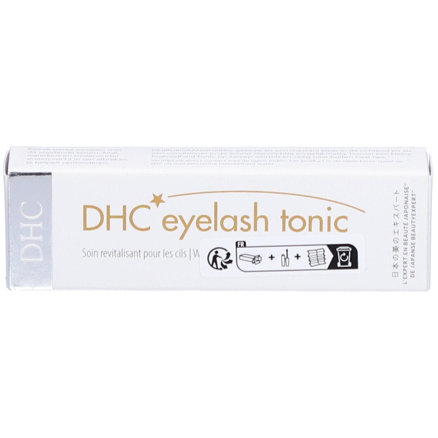 Verpakking. Opschrift: DHC eyelash tonic. Met gebruiksaanwijzing. Met Japanse tekst.