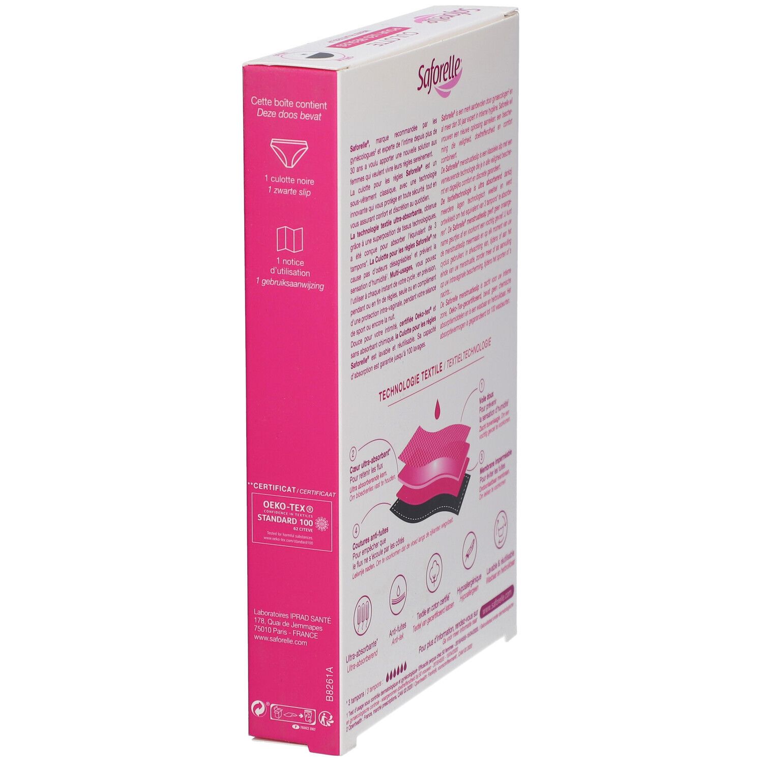 Saforelle® Zwarte Ultra Absorberende Slip Maat 44