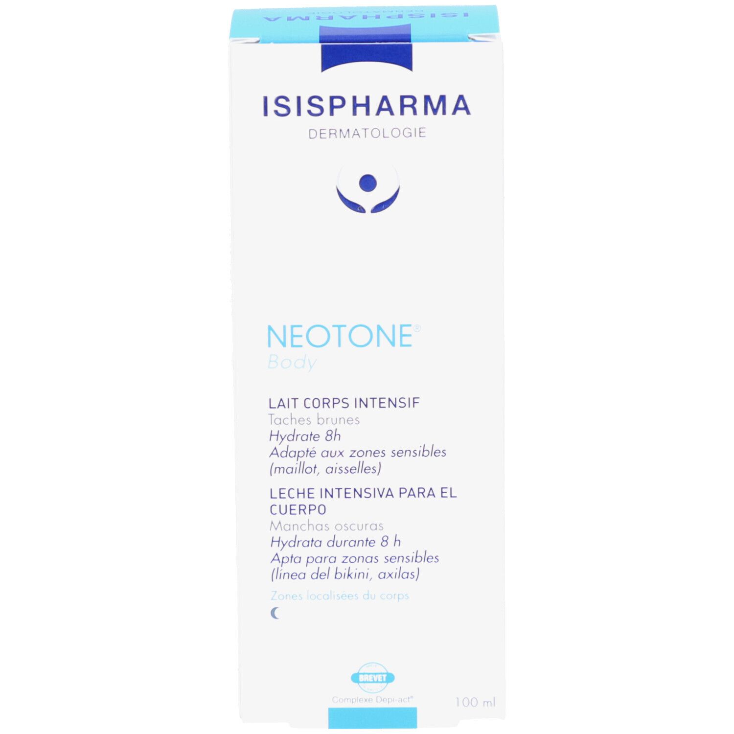 Productverpakking. ISISPHARMA Dermatologie, Neotone Body, Intensive Body Lotion. 100 ml.