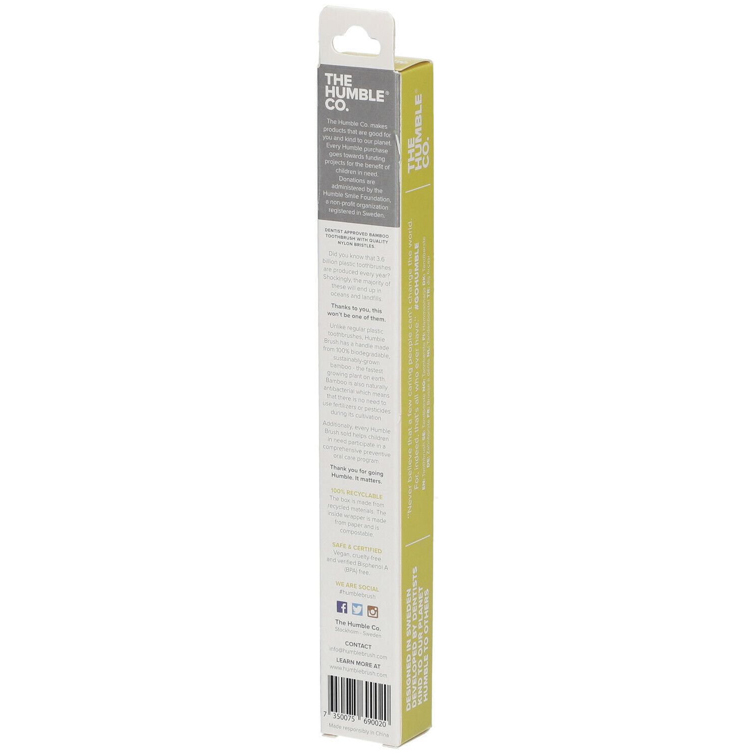 The Humble Co. Humble Brush® Brosse à dents en Bambou Adulte Soft Jaune