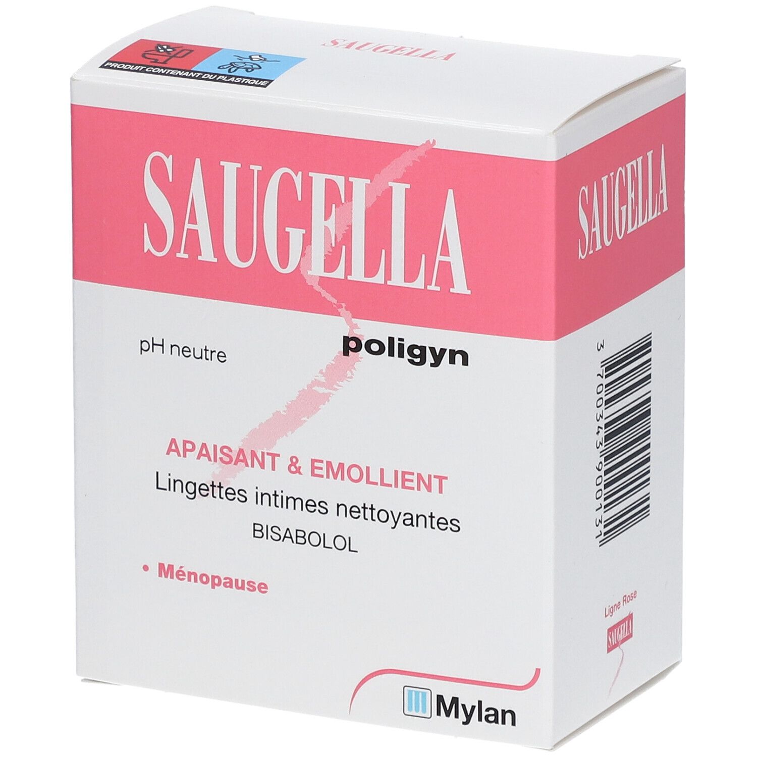 SAUGELLA POLIGYN LIGNE ROSE LINGETTES INTIMES NETTOYANTES - Lingette imprégnée pour usage