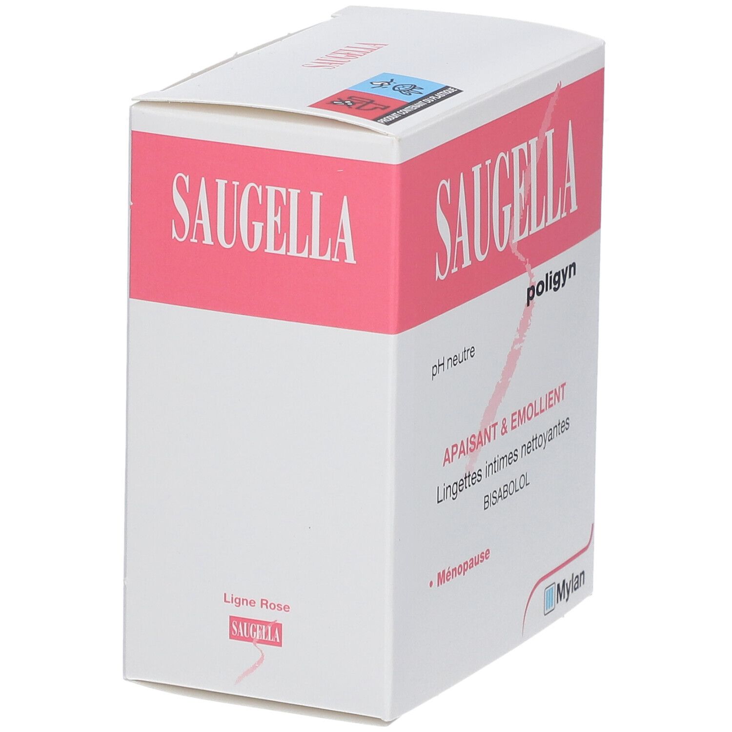 SAUGELLA POLIGYN LIGNE ROSE LINGETTES INTIMES NETTOYANTES - Lingette imprégnée pour usage
