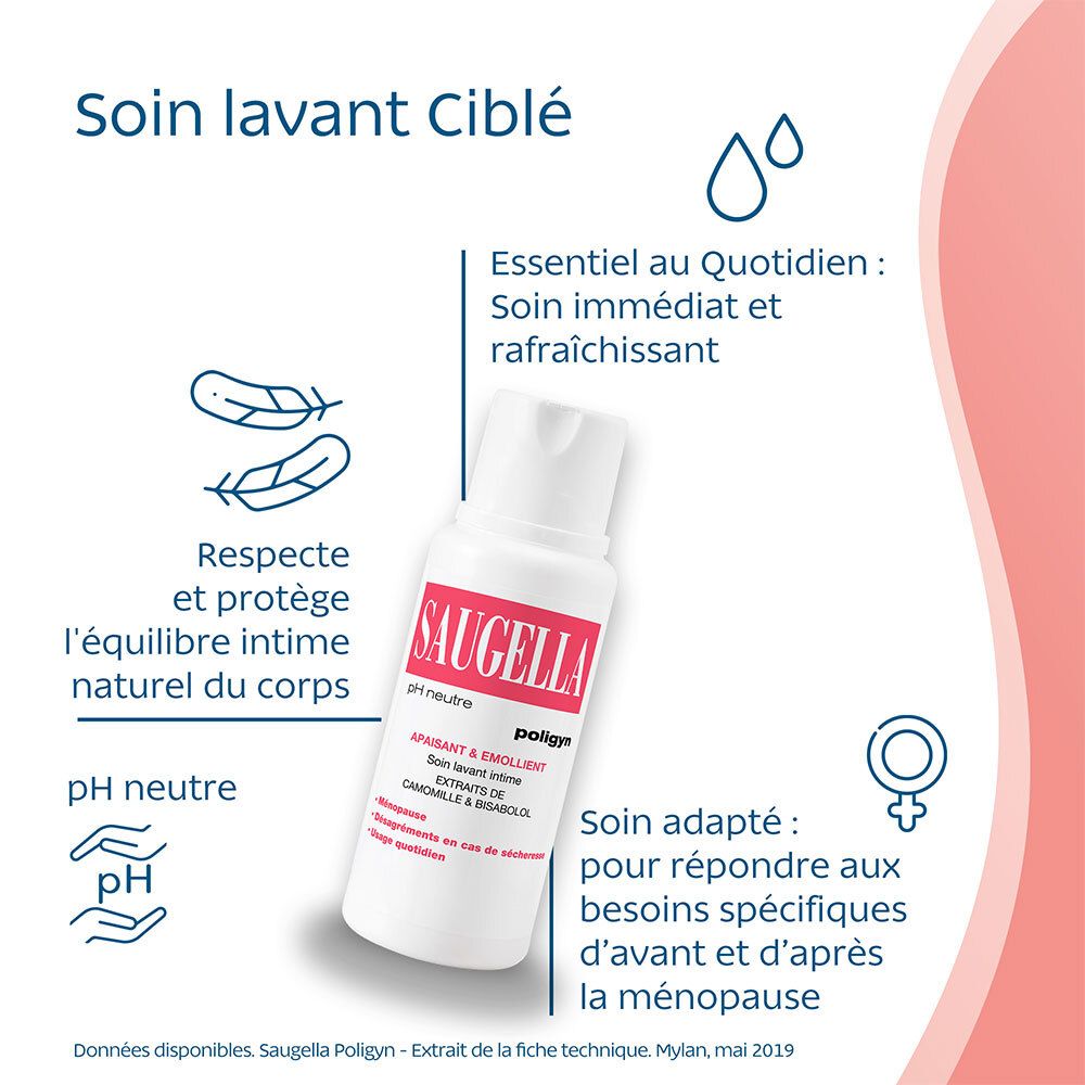 SAUGELLA POLIGYN LIGNE ROSE SOIN LAVANT INTIME - Soin lavant pour usage intime.  - fl 250