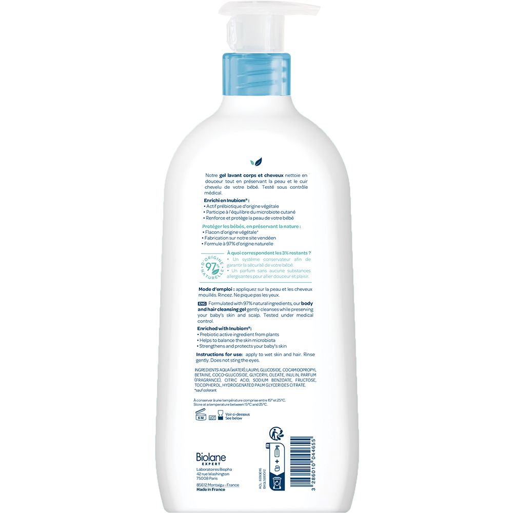 Biolane Expert - Gel Corps et Cheveux - Peaux Sensibles - 500ml