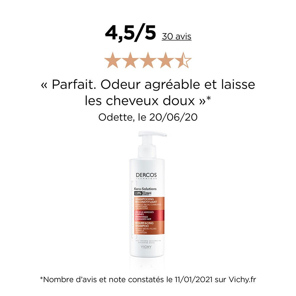 DERCOS SHAMPOING KERA-SOLUTIONS RECONSTITUANT. Flacon 250 ml