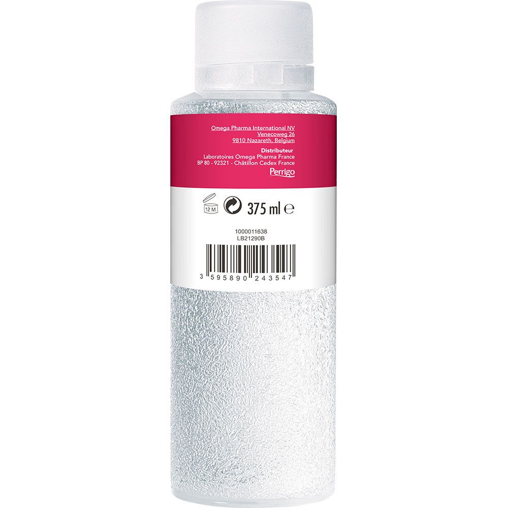 Achterkant van de fles. Etiket met tekst en barcode. Volume: 375 ml.