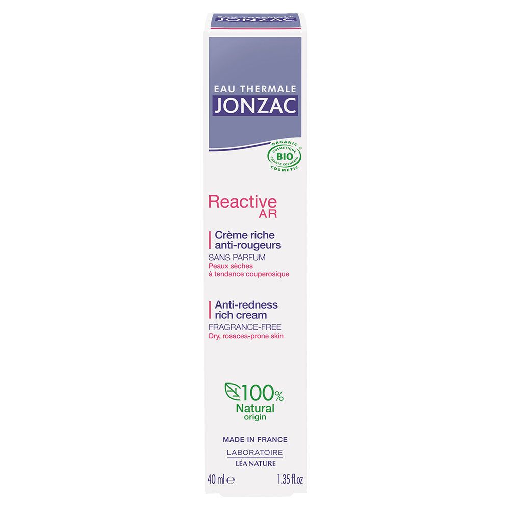 Doos Jonzac. Anti-roodheid crème. '100% origine naturelle' en bio-certificering.