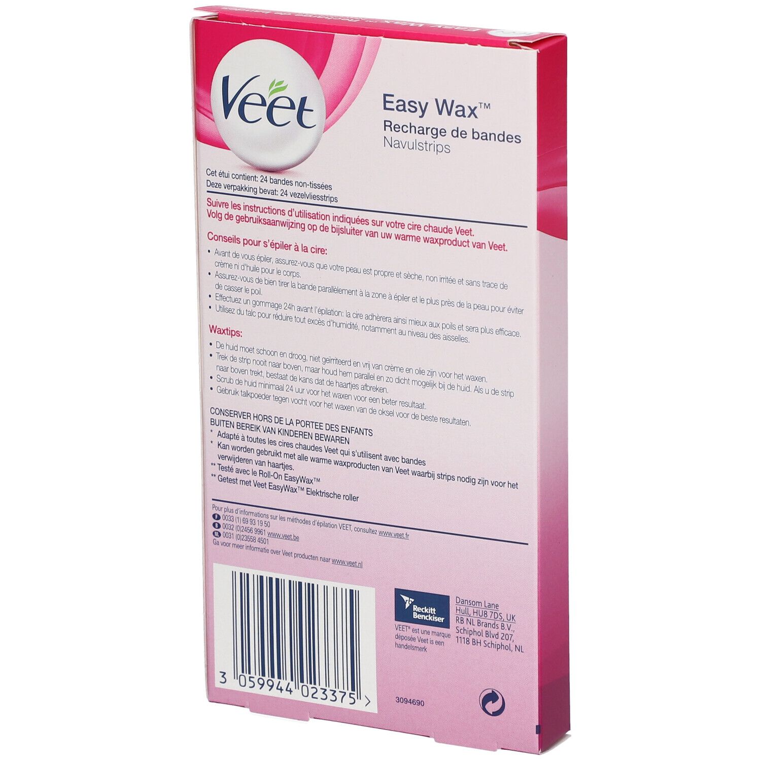 VEET EASY-WAX RECH BDE CIRE 24