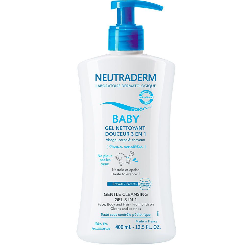 NEUTRADERM BABY GEL NETTOYANT DOUCEUR 3 EN 1 - Gel nettoyant douceur 3 en 1.  - fl 400 ml