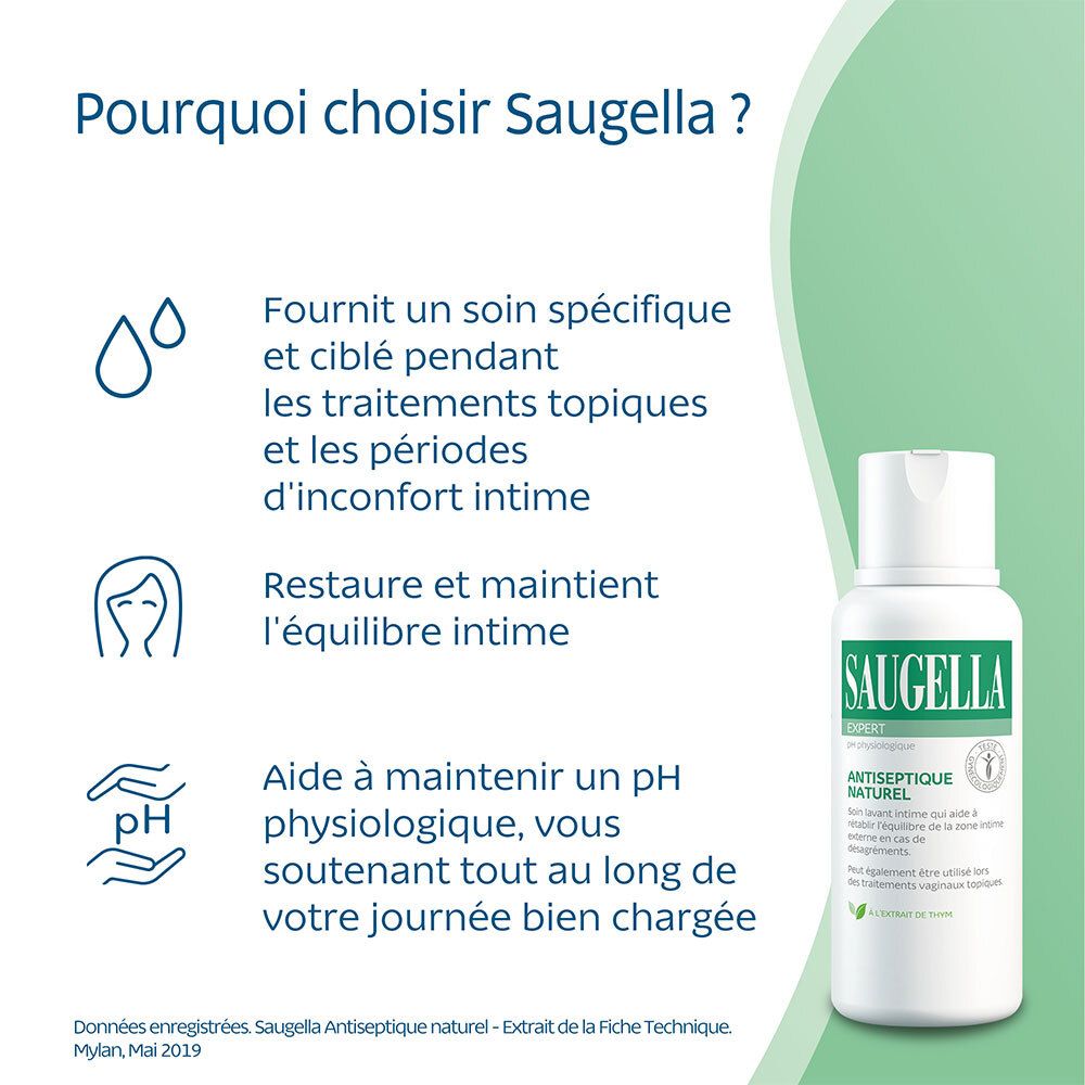 SAUGELLA LIGNE VERTE SOLUTION ANTISEPTIQUE - Solution lavante antiseptique pour usage inti