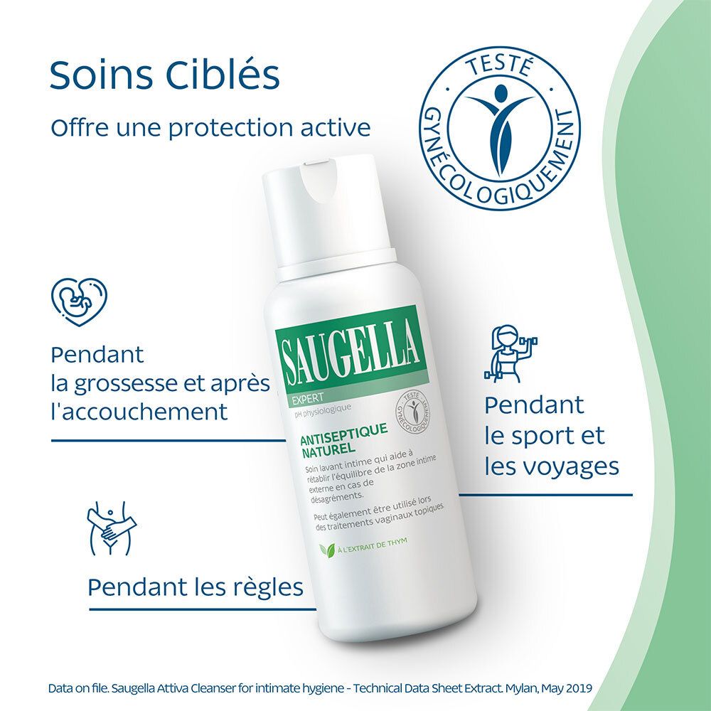 SAUGELLA LIGNE VERTE SOLUTION ANTISEPTIQUE - Solution lavante antiseptique pour usage inti
