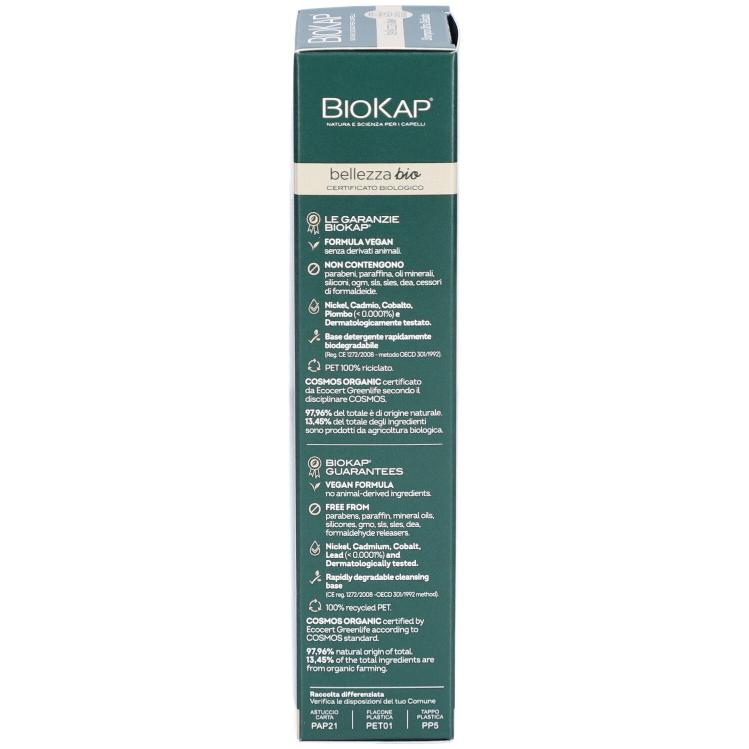 BIOKAP Bellezza Bio Shampooing Ultra Délicat. Verpakking. Met tekst.