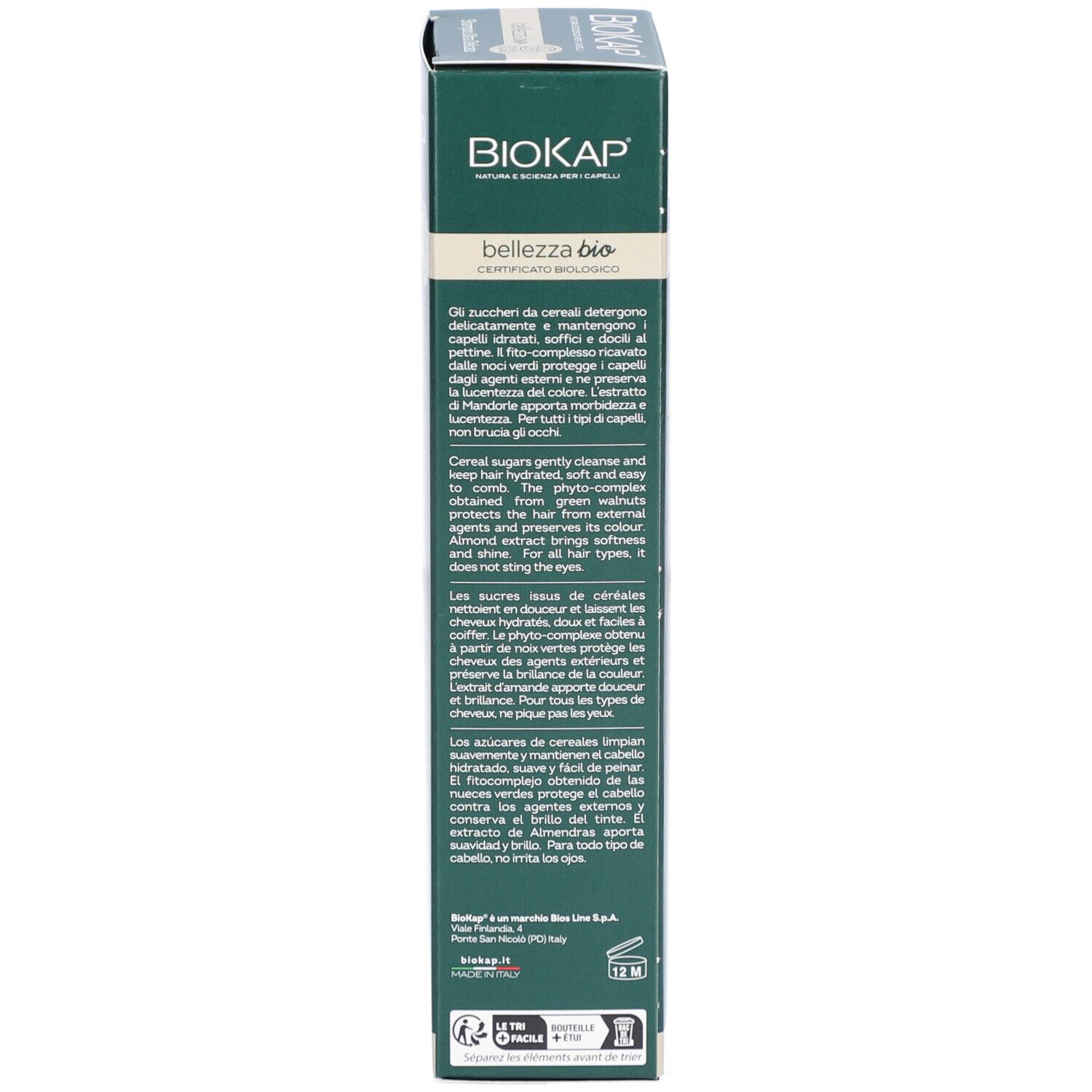 BIOKAP Bellezza Bio Shampooing Ultra Délicat. Verpakking. Met tekst.