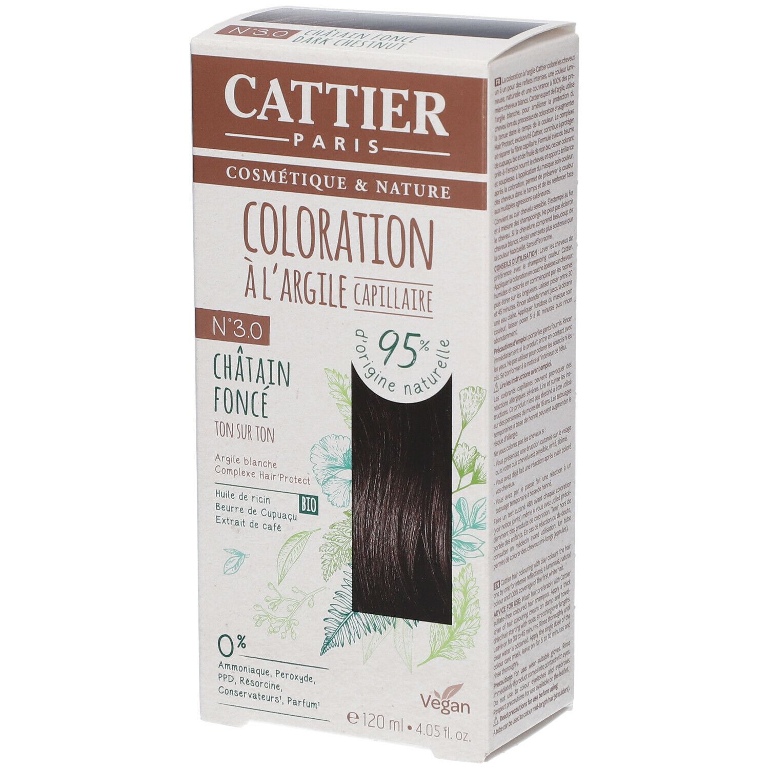 CATTIER Coloration capillaire à l'argile 3.0 châtain foncé