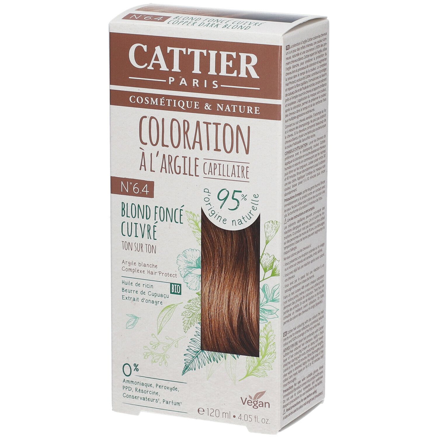 CATTIER Coloration capillaire à l'argile 6.4 blond foncé cuivré